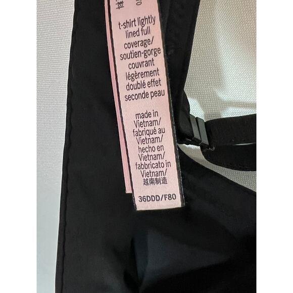 Victoria's Secret bra size 36DDD black T-shirt lightly line full cvge underwire - Picture 4 of 6